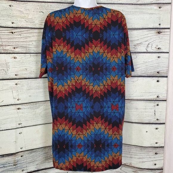 LuLaRoe XXS Colorful Geometric Print Short Sleeve Tunic Top - Picture 4 of 7